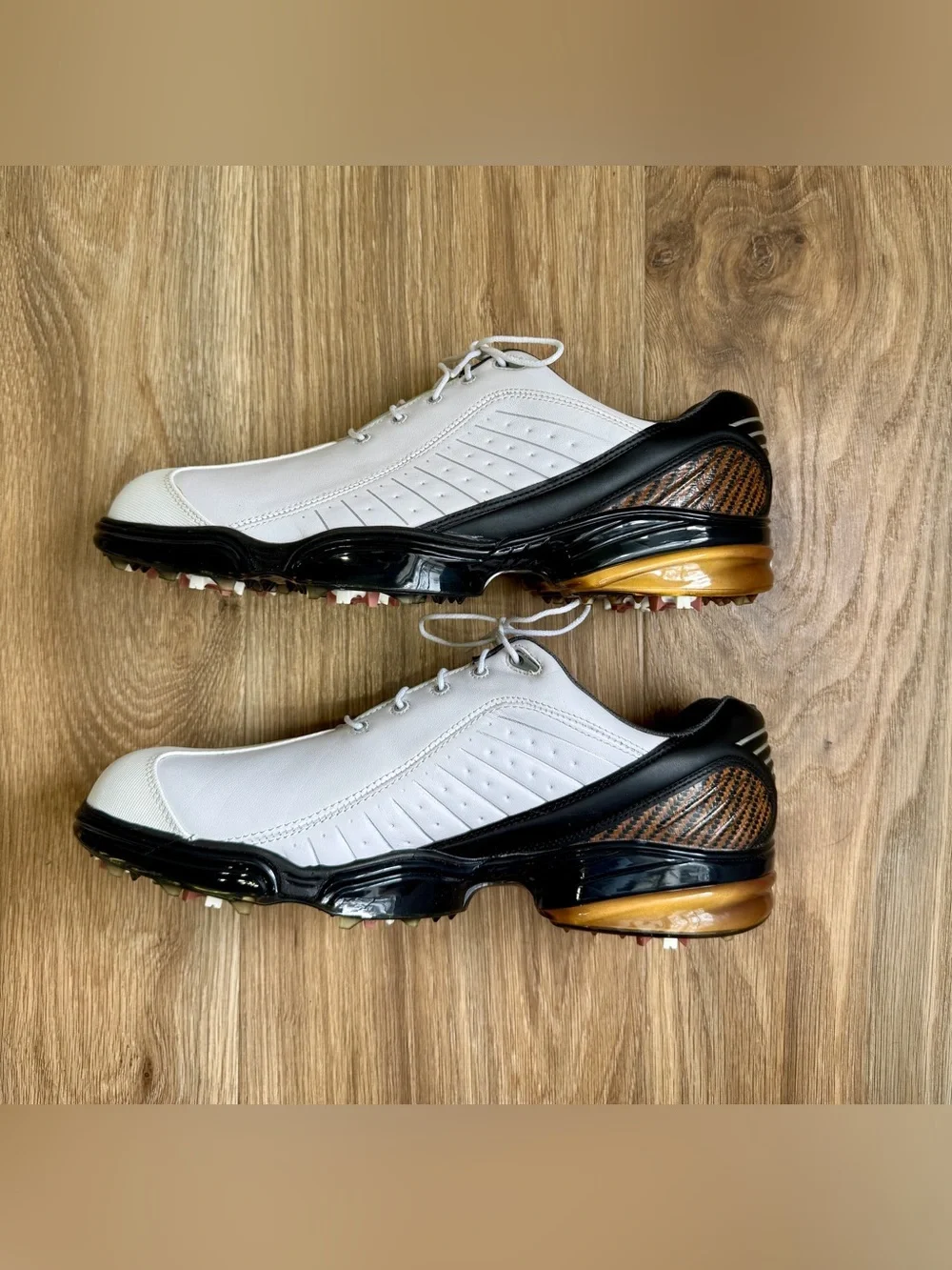 FootJoy Flex Zone Golf Shoes White Black Brown Spikeless Style 53213 Size 11.5M